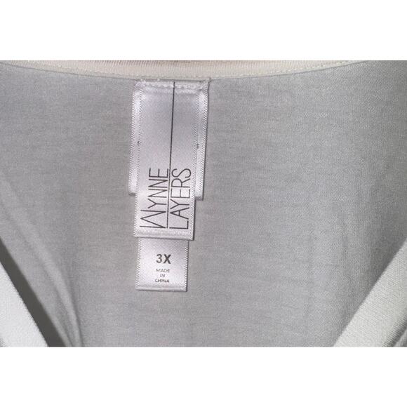 New Wynne Layers 3/4 Sleeve V Neck Top White Womens 3X Lightweight Flowy Relaxed - Picture 6 of 10
